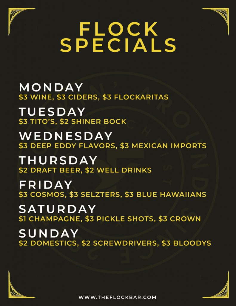 FLOCK Daily Drink Specials